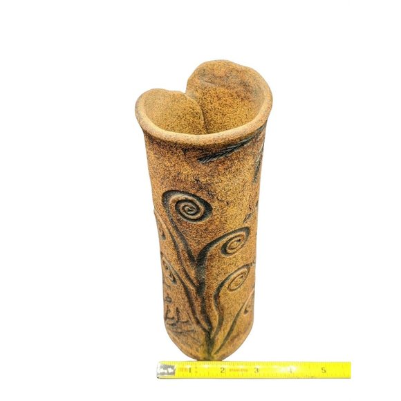 Studio Art Pottery Vase Volcano Hawaii Artist Signed Tall Hand Made Rustic 8.75" - Picture 5 of 11